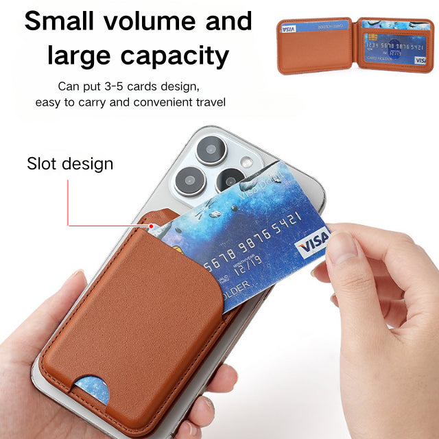 NNEDSZ Dark Purple MagSafe Magnetic Wallet with Stand - PU Leather Card Holder for iPhone