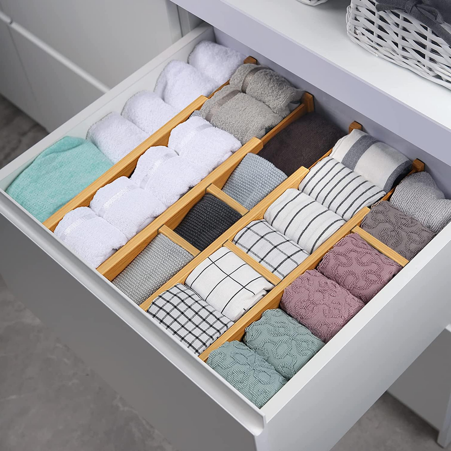 Bamboo Expandable Drawer Dividers – 4 Pack