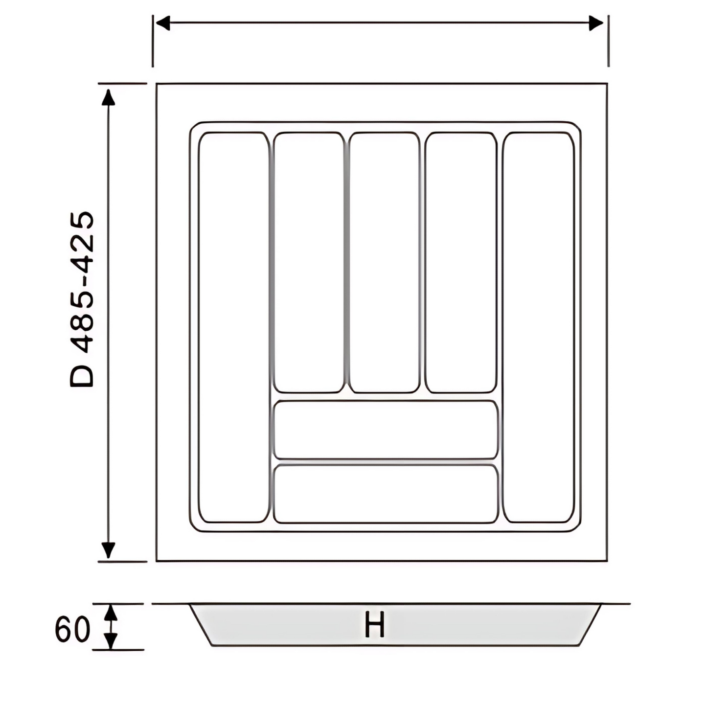 White Cutlery Tray 530x480mm